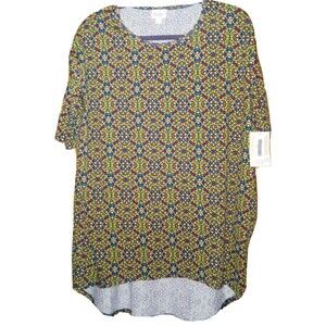 NWT LULAROE IRMA Womens Small Abstract Artsy Short Sleeve Hi-Lo Top Multicolor
